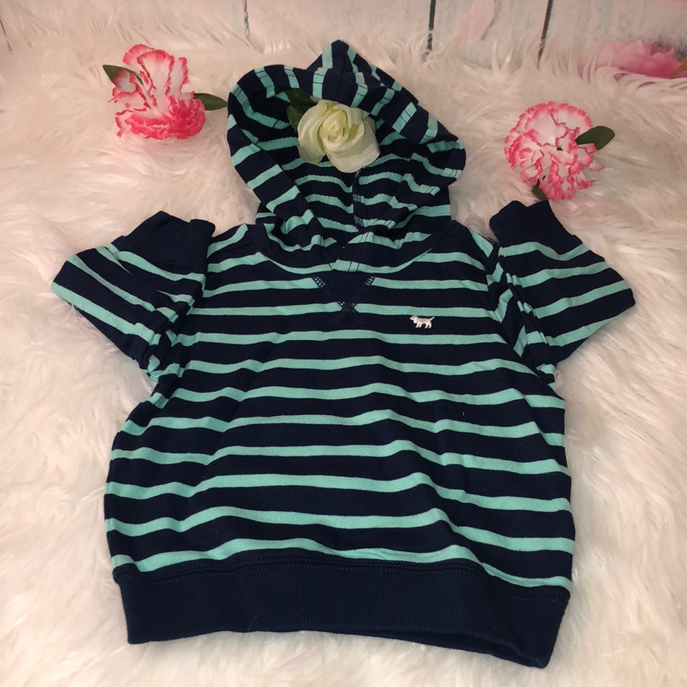 Carter’s Boy Nay Blue And Green Stripe Hooded Top Size 9 M